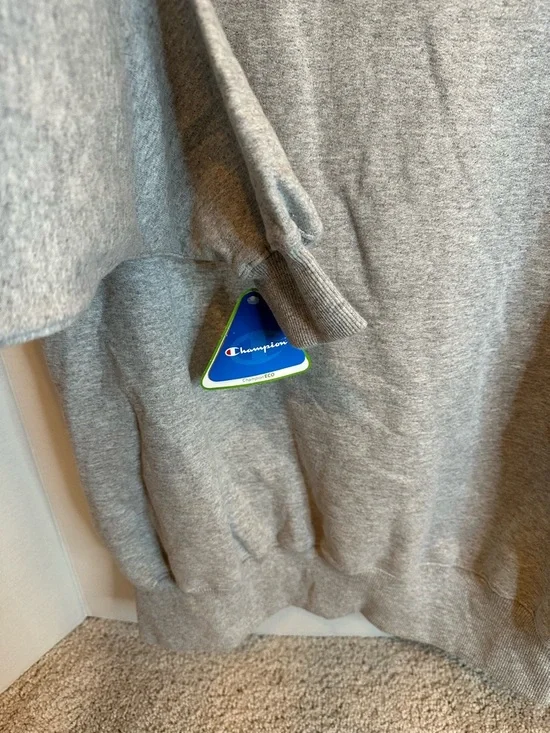 Champion Gray Crewneck Hoodie with Black Lined Hood, Large, NWT - Picture 6 of 6